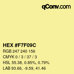 Color code: HEX #F7F09C | qconv.com