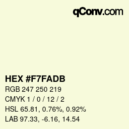 Color code: HEX #F7FADB | qconv.com