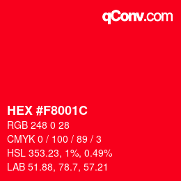 Color code: HEX #F8001C | qconv.com