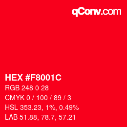 Color code: HEX #F8001C | qconv.com