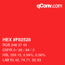 カラーコード: HEX #F82528 | qconv.com