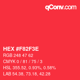 Color code: HEX #F82F3E | qconv.com