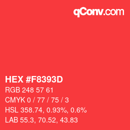 Code couleur: HEX #F8393D | qconv.com