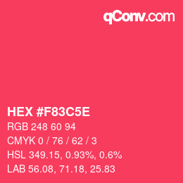 Color code: HEX #F83C5E | qconv.com