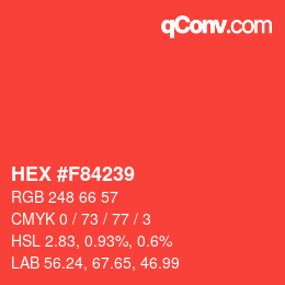 カラーコード: HEX #F84239 | qconv.com