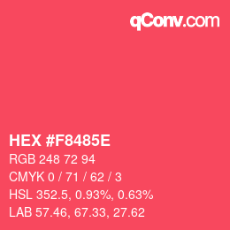 Color code: HEX #F8485E | qconv.com