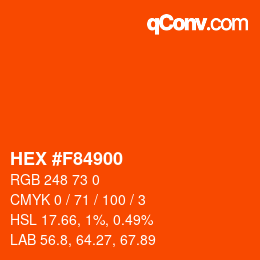 Color code: HEX #F84900 | qconv.com