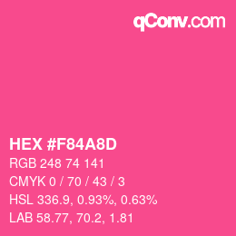 颜色代码: HEX #F84A8D | qconv.com