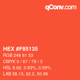 カラーコード: HEX #F85135 | qconv.com