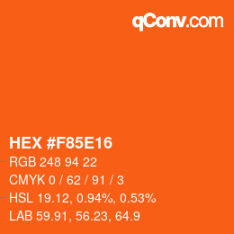 Farbcode: HEX #F85E16 | qconv.com