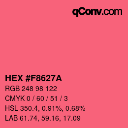 Código de color: HEX #F8627A | qconv.com