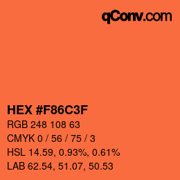 Color code: HEX #F86C3F | qconv.com