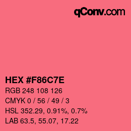 Color code: HEX #F86C7E | qconv.com