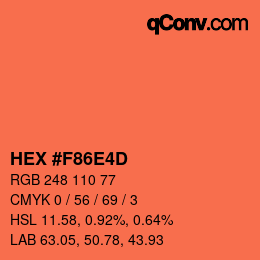 Color code: HEX #F86E4D | qconv.com