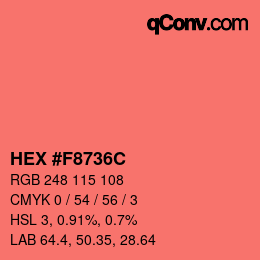 颜色代码: HEX #F8736C | qconv.com