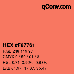 カラーコード: HEX #F87761 | qconv.com
