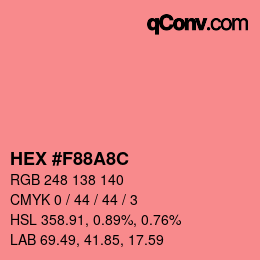 Color code: HEX #F88A8C | qconv.com