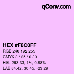 Color code: HEX #F8C0FF | qconv.com