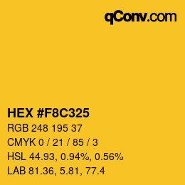 颜色代码: HEX #F8C325 | qconv.com