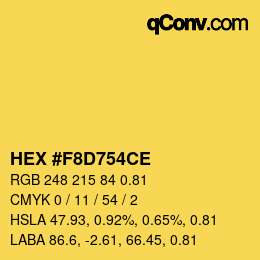 Farbcode: HEX #F8D754CE | qconv.com