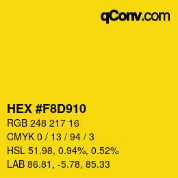 Color code: HEX #F8D910 | qconv.com