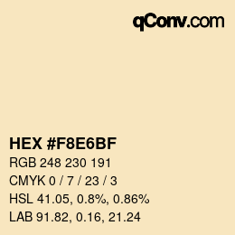 Code couleur: HEX #F8E6BF | qconv.com