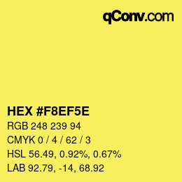 Farbcode: HEX #F8EF5E | qconv.com