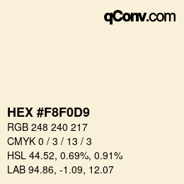 Color code: HEX #F8F0D9 | qconv.com