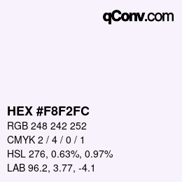 Color code: HEX #F8F2FC | qconv.com