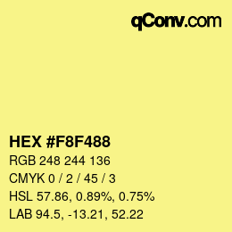 カラーコード: HEX #F8F488 | qconv.com