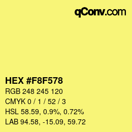颜色代码: HEX #F8F578 | qconv.com