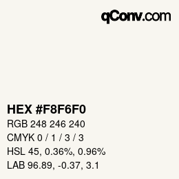 Color code: HEX #F8F6F0 | qconv.com