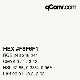 Color code: HEX #F8F6F1 | qconv.com