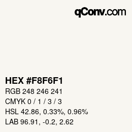 Color code: HEX #F8F6F1 | qconv.com