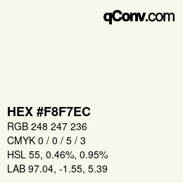 Color code: HEX #F8F7EC | qconv.com