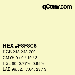 Color code: HEX #F8F8C8 | qconv.com