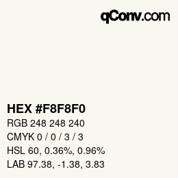 Color code: HEX #F8F8F0 | qconv.com