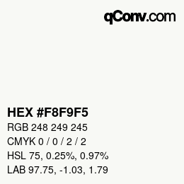 Color code: HEX #F8F9F5 | qconv.com