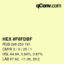 Farbcode: HEX #F8FDBF | qconv.com