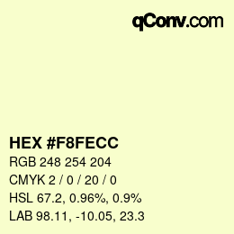 Color code: HEX #F8FECC | qconv.com