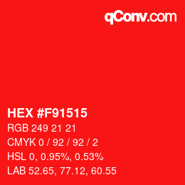 Color code: HEX #F91515 | qconv.com