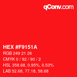 Color code: HEX #F9151A | qconv.com