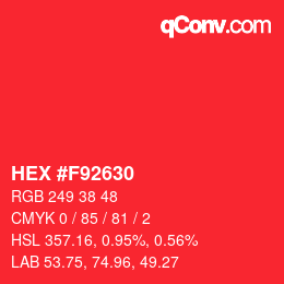 Color code: HEX #F92630 | qconv.com