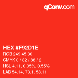 Color code: HEX #F92D1E | qconv.com