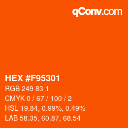 Color code: HEX #F95301 | qconv.com