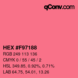 颜色代码: HEX #F97188 | qconv.com