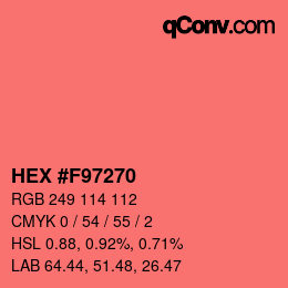颜色代码: HEX #F97270 | qconv.com