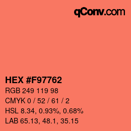 カラーコード: HEX #F97762 | qconv.com