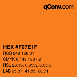 Color code: HEX #F97E1F | qconv.com
