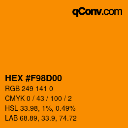 カラーコード: HEX #F98D00 | qconv.com
